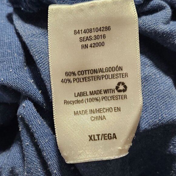 Blue Henley T-Shirt Mens Size XLT Cotton Blend Lightweight Casual Short Sleeve - Picture 3 of 4